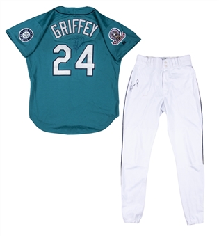 1995 Ken Griffey Jr. Game Used & Signed Seattle Mariners Full Uniform - Jersey, Pants & Undershirt (Griffey LOA, Beckett)